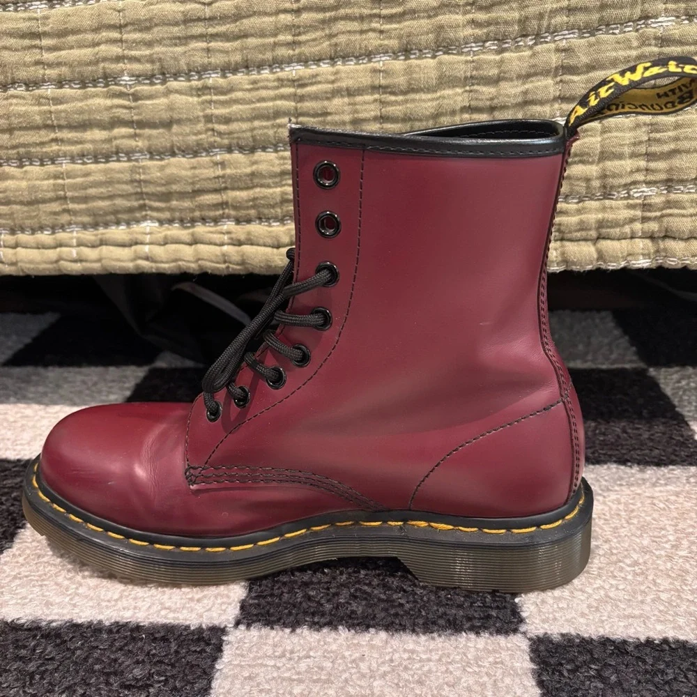 Dr. Martens Cherry Red Leather Boots - Picture 6 of 9